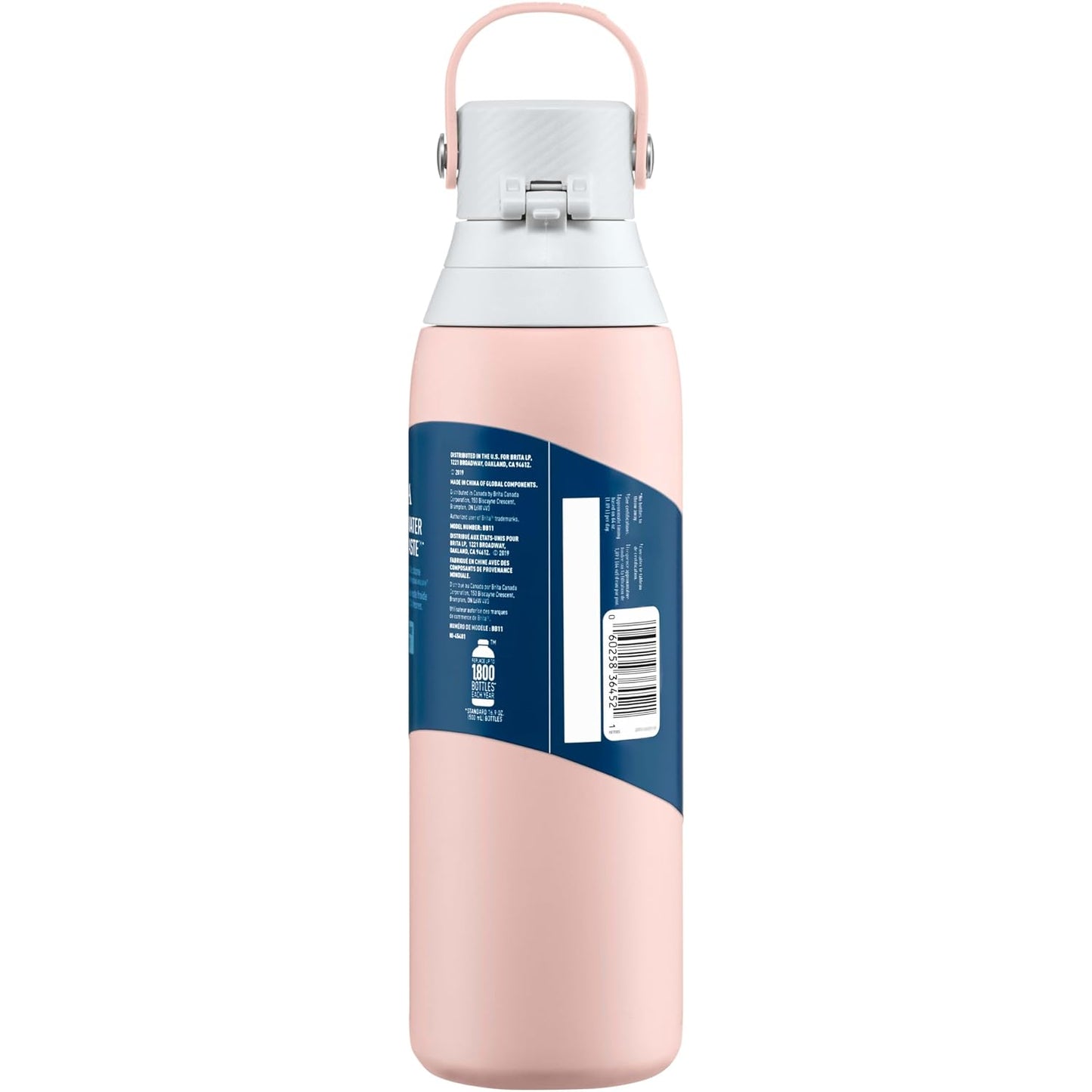 BRITA Stainless Steel Water Bottle with Filter, 591 mL Premium Double Insulated Water Bottle, Rose