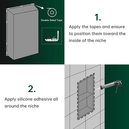 BLYLUND Shower Niche 12" x 24" NO Tile Needed,Matte Black Double Shelf Organizer, Square Corners Wall-Inserted Niche Recessed Shower Shelf Modern Soap Niche for Bathroom