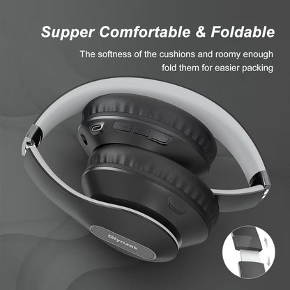 Glynzak Wireless Bluetooth Headphones Over Ear 65H Playtime HiFi Stereo Headset with Microphone and 6EQ Modes Foldable Bluetooth V5.3 Headphones for Desktop Computer Laptop Rose Gold