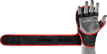RDX MMA Gloves Sparring Grappling, Hybrid Open Palm Martial Arts Mitts Men Women, Maya Hide Leather Wrist Support, Cage Fighting Combat Sports, Muay Thai Training, Punching Bag and Kickboxing