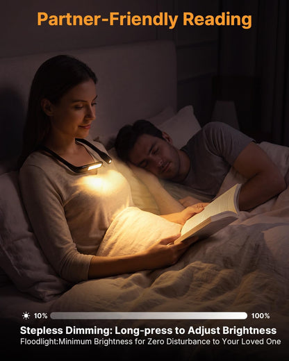 Reading Light, 80-Hr Rechargeable Book Light for Night Reading | Neck Light Eye Caring 3 Color Adjustable Brightness, Neck Lamp for Reading, Knitting, Crochet, Sewing, Book Lovers Gifts