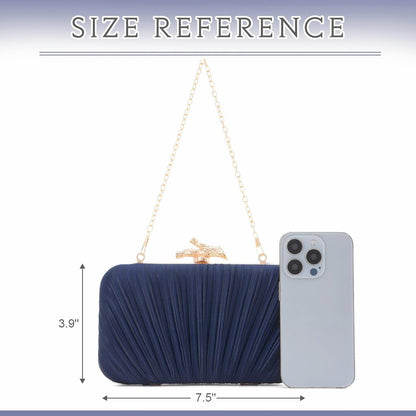 Clutch Purses for Women Evening Bag Pleated Clutch Bag with Chain Party Purses Handbag for Cocktail/Prom/Party/Wedding/Formal