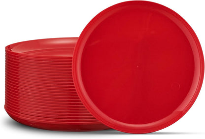 PLASTICPRO [30 Pack 10.7'' Christmass Green Plastic Party Plates Edge Collection Premium heavyweight Elegant Disposable Tableware Dishes