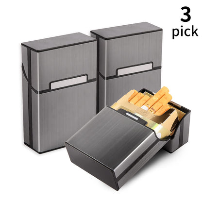 3 Packs Aluminum Cigarette Case, Holder & Tin - Metal Pocket Cigar & Tobacco Box for Men & Women - Gray/Silver/Rose Gold/Champagne