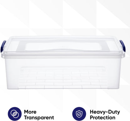 Superio Storage Bins with Lids- 3 Pack, 1.85 Qt Clear Boxes for Organizing, Stackable Plastic Containers- BPA Free, Non-Toxic, Odor Free, Organizer for Home, Office, Dorm