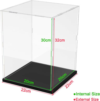 Thickened Clear Acrylic Display Case for Lego 10330 43268 76450 42170 10295 10353 Collectibles, Transparent Box Dustproof Protection with Wood-Plastic Base & String Light, Black Inside 40x20x20cm