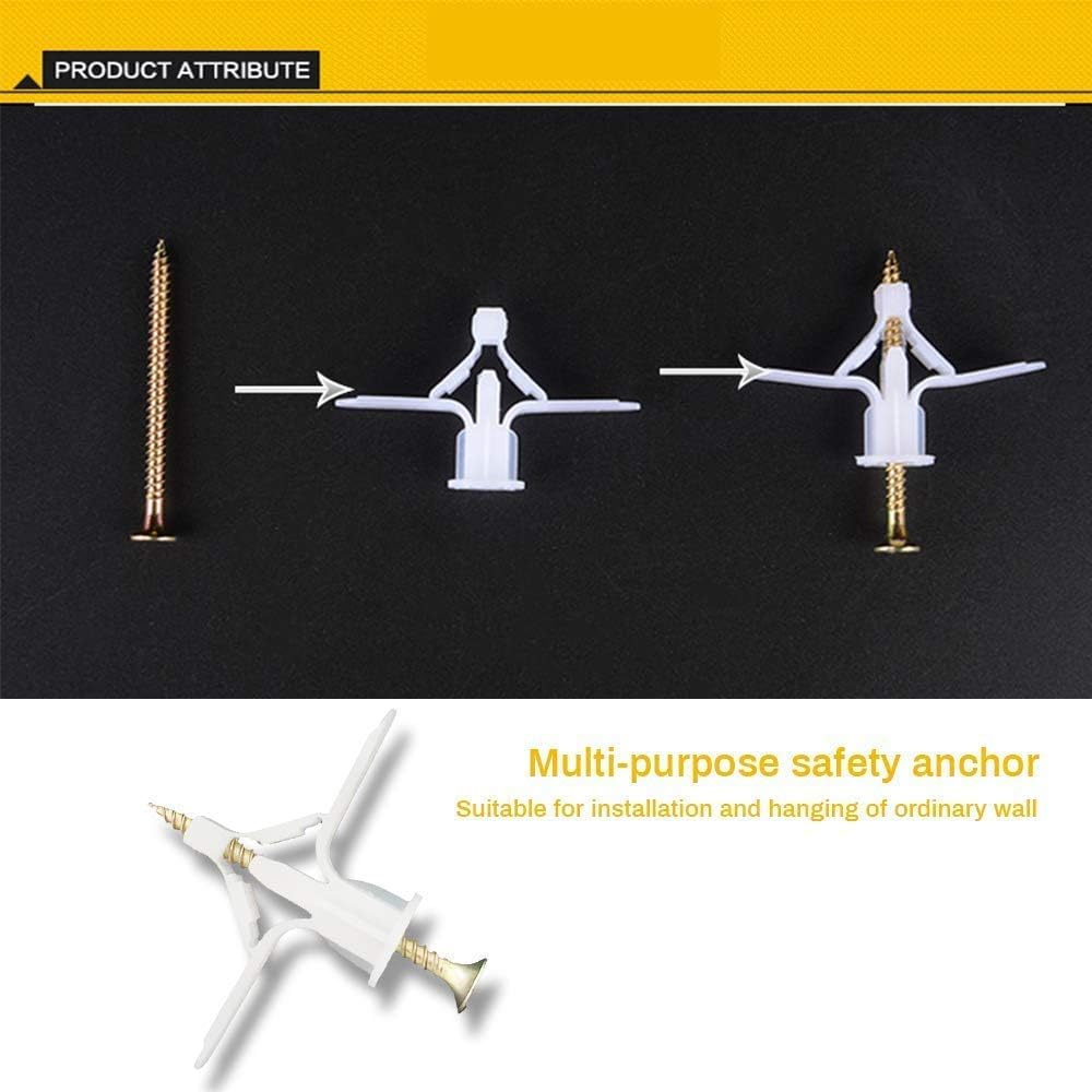 Drywall Anchor kit - Hollow Wall Anchors with Screws ，self-Drilling Hollow Wall Anchor, for Drywall，Nylon - Plastic - Buildex,60pcs (Anchor 30pcs+screw 30pcs)