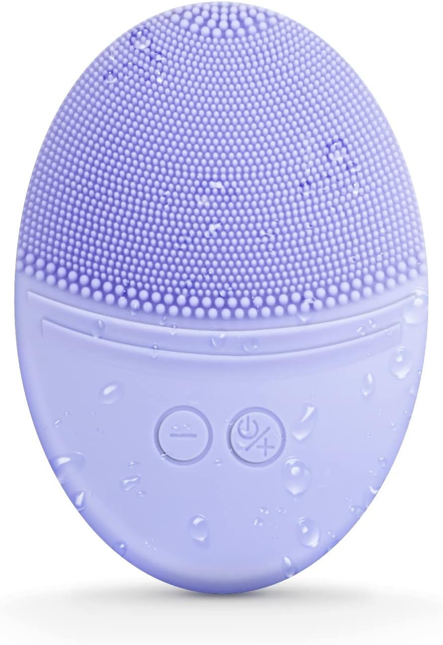 EZBASICS Sonic Facial Cleansing Brush Made with Ultra Hygienic Soft Silicone, Waterproof Sonic Vibrating Face Brush for Deep Cleansing, Gentle Exfoliating and Massaging, Inductive Charging Blue