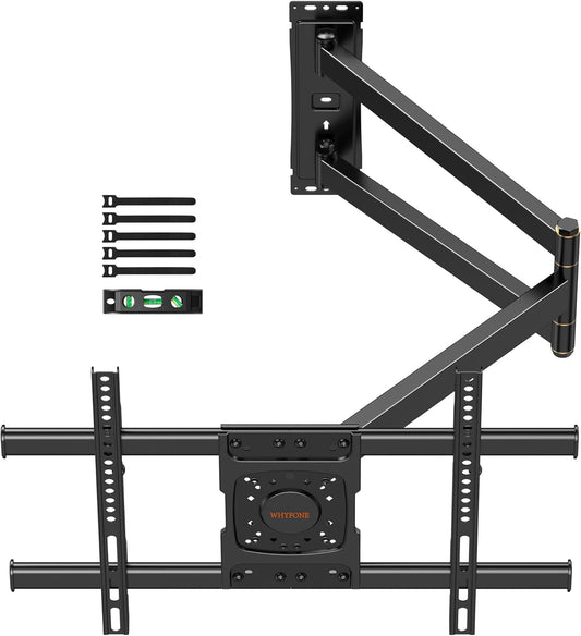 Corner TV Mount,Long Arm TV Wall Mount with 33inch Extension,Full Motion TV Wall Mount Swivel and Tilt Heavy Duty,90 Degree TV Mount,Fit 32-70''TV, Single Stud,Load 88lbs,Max VESA 600x400mm by WHYFONE