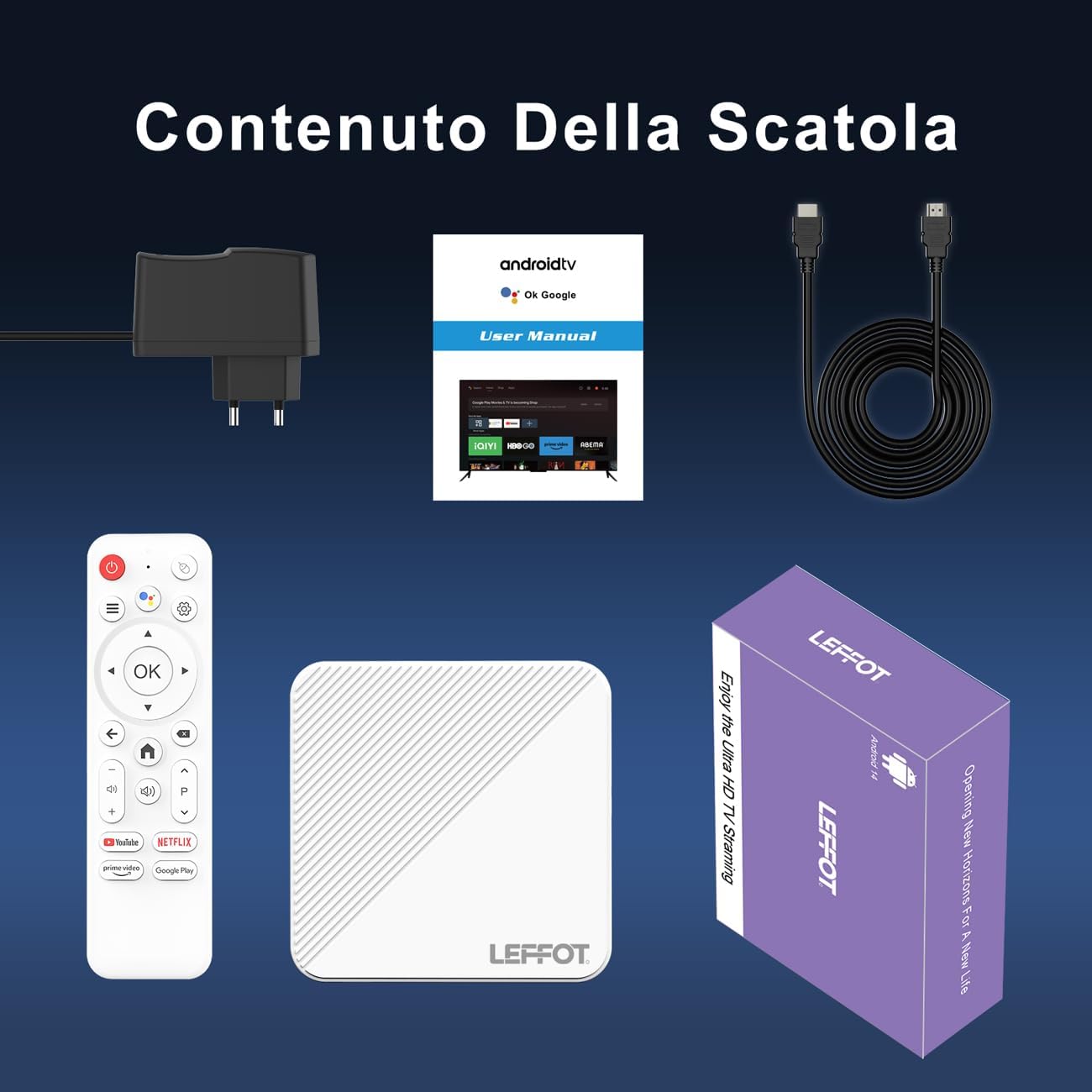 LEFFOT Android 14.0 TV Box 2025, H313 4K Ultra HD Streaming Device for TV, 2GB RAM + 16GB ROM, Smart TV Box with HDR10, Voice Control, 2.4G & 5G WiFi 6, 100M Ethernet, H313 Quad Core ARM Cortex A53