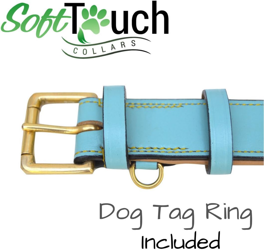 Soft Touch Collars Padded Leather Dog Collar, Large Brown - Genuine Real Leather, 24" Long x 1.5 Wide, Fits Neck Size 18" to 21" Inches