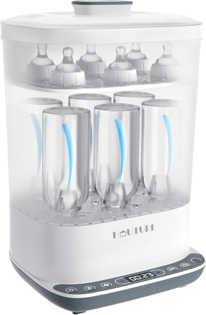 HAUTURE 6-in-1 Electric Steam Baby Bottle Sterilizer and Dryer, Fast Baby bottles & pump parts, BPA-free large capacity, auto shut-off steam dry, pacifier & accessory sanitizer for daily feeding
