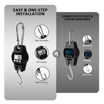 GRAM PRES Digital Hanging Scale 660 Lb 300 Kg Hanging Digital Scale, Handheld Mini Crane Scale with Hooks for Farm Hunting Fishing Outdoor