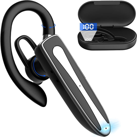Bluetooth Headset for Cell Phone, Wireless Bluetooth 5.1 Earpiece Single-Ear Headset Hands-Free Earphones,in Mic with Charging Case, for Office Driving Calling Compatible Android/iPhone.