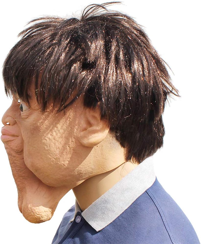 Mokylor Halloween Funny Mask, Double Chin Latex Head Mask Custome Party Cosplay Props