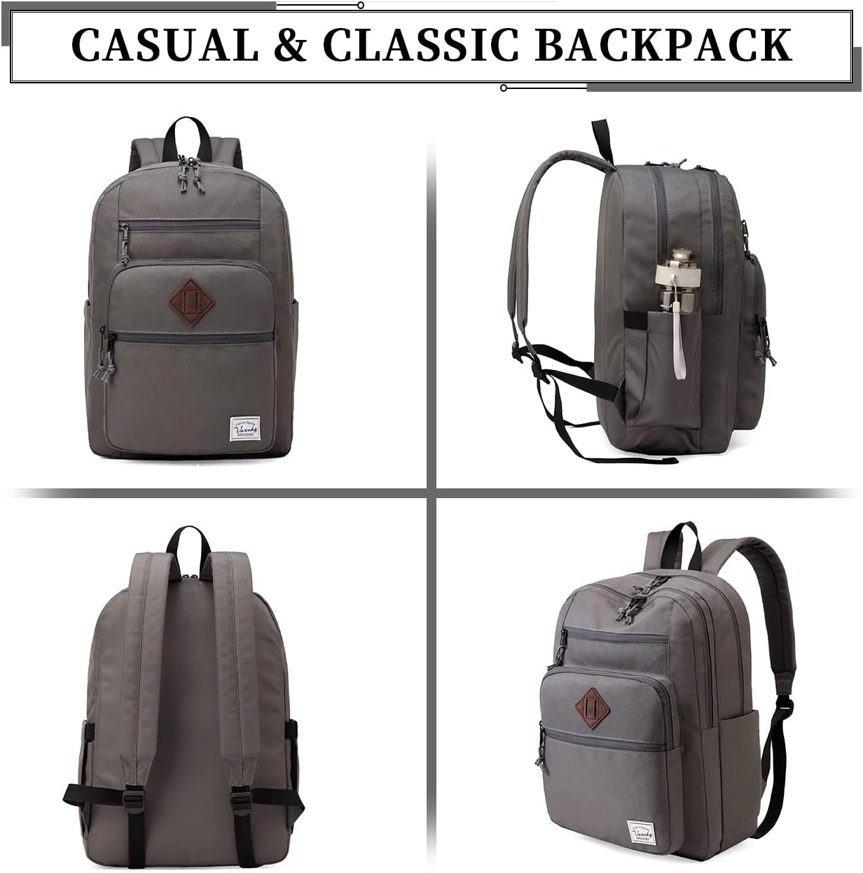 School Backpack for Men Women,Vaschy Lightweight School Bag Bookbag Casual Daypack for High School/College/Teens/Travel/Work