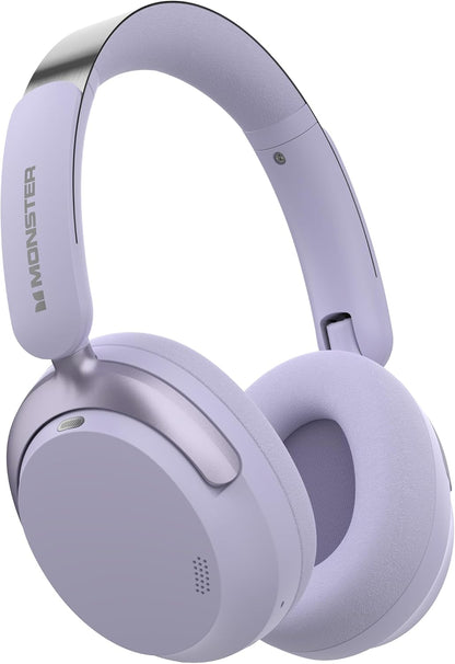 Monster Persona 3rd ANC Active Noise Canceling Headphones, Wireless Bluetooth 5.4 Over-Ear Headphones with 6 Mics, 70H Playtime and 3 EQ Modes, Deep Bass, Foldable Comfort Design for Travel, Purple