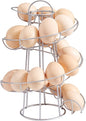 Flexzion Spiral Egg Skelter – Modern Countertop Egg Holder and Dispenser, Freestanding Wired Storage Rack for Fresh Eggs, Tower Display Stand, Silver, Holds Up to 20 Eggs - PuriLite