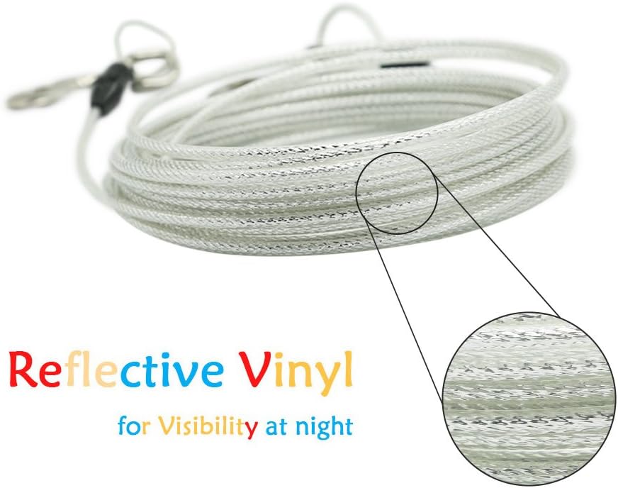 Petest 25ft Reflective Tie-Out Cable for Small Dogs Up to 35 Pounds
