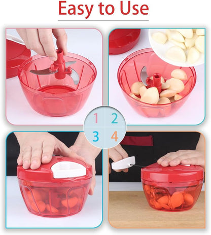 Cambom Manual Food Chopper Vegetable Cutter, Hand String Vegetable Chopper Onions Cutter for Vegetable Fruits Nuts BPA Free Food Safe Material, 550ml Gray