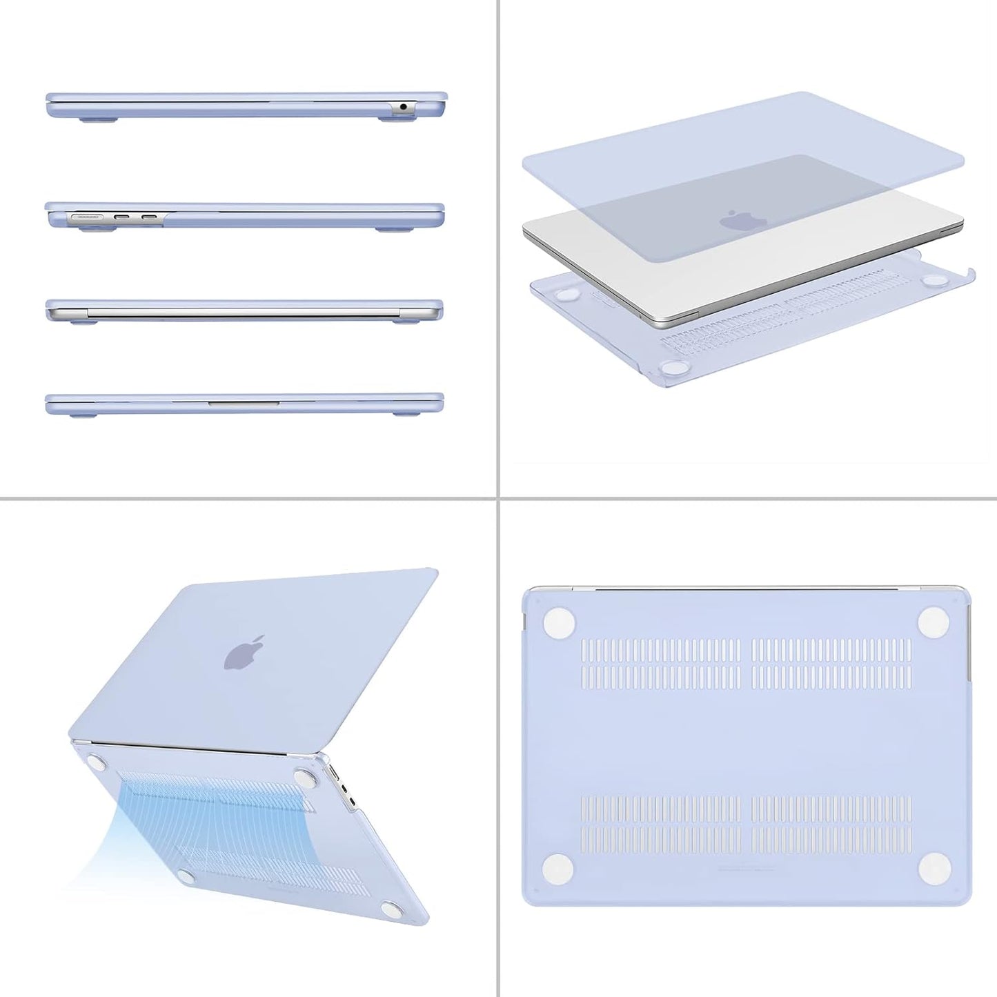MOSISO Compatible with MacBook Air 13 inch Case 2025 2024 2023 2022 M4 A3240 M3 A3113 M2 A2681, Plastic Hard Shell&Keyboard Cover&Screen Film&Pouch for MacBook Air 13.6 inch Case, Crystal Clear