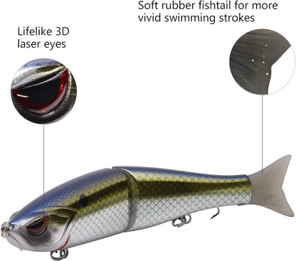 Bassdash SwimShad Glide Baits Jointed Swimbait Bass Pike Salmon Trout Muskie Fishing Lure