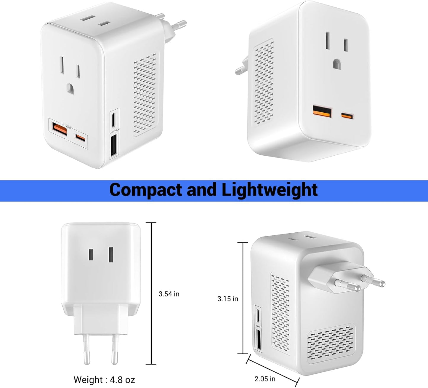 SARQW Travel Converter Adapter Voltage Converter That Steps Down 220 Volts to 110 Volts for use in Over 200 Countries,Including The U.S., U.K., Europe, and Australia - PuriLite