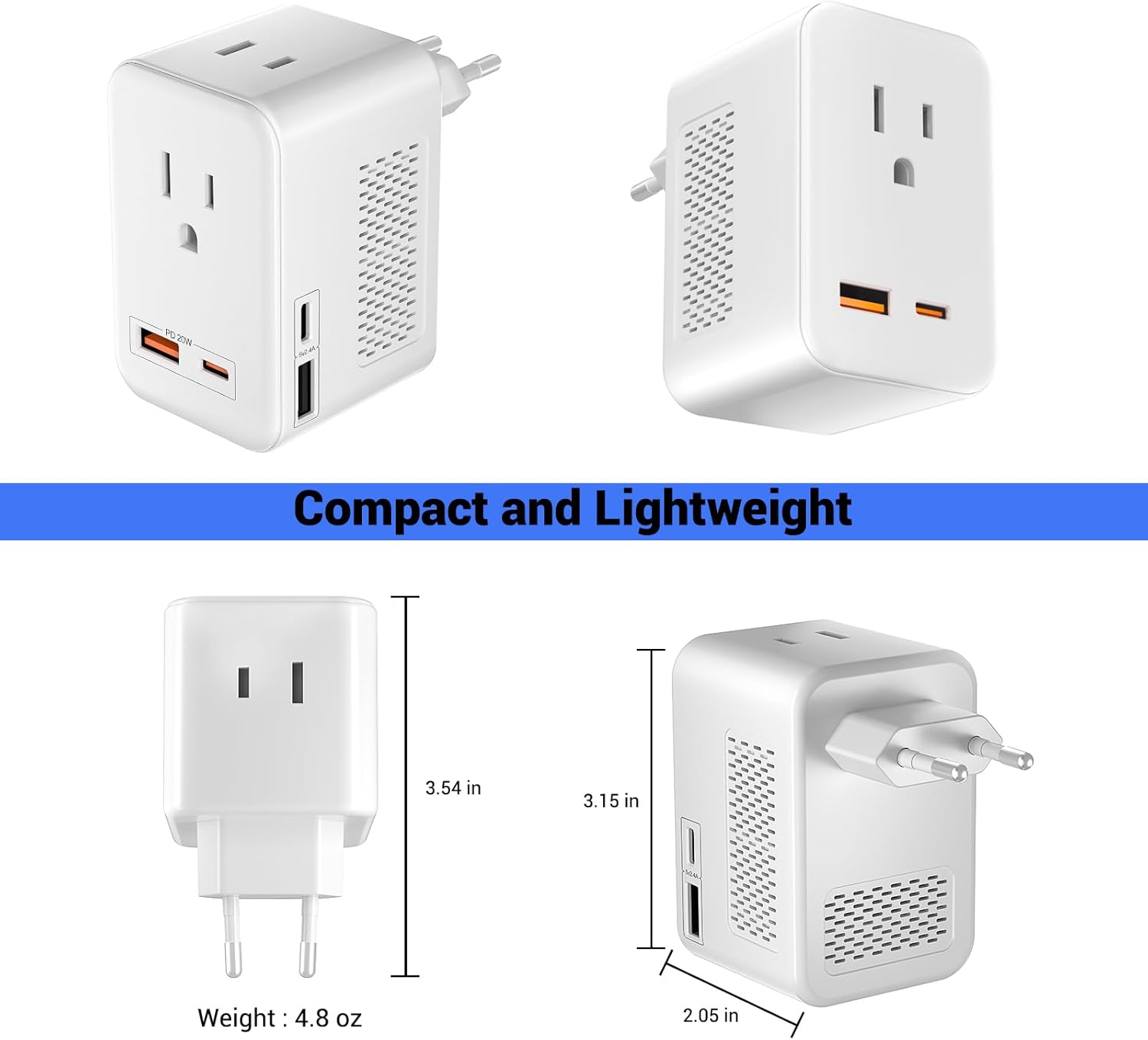 SARQW Travel Converter Adapter Voltage Converter That Steps Down 220 Volts to 110 Volts for use in Over 200 Countries,Including The U.S., U.K., Europe, and Australia - PuriLite