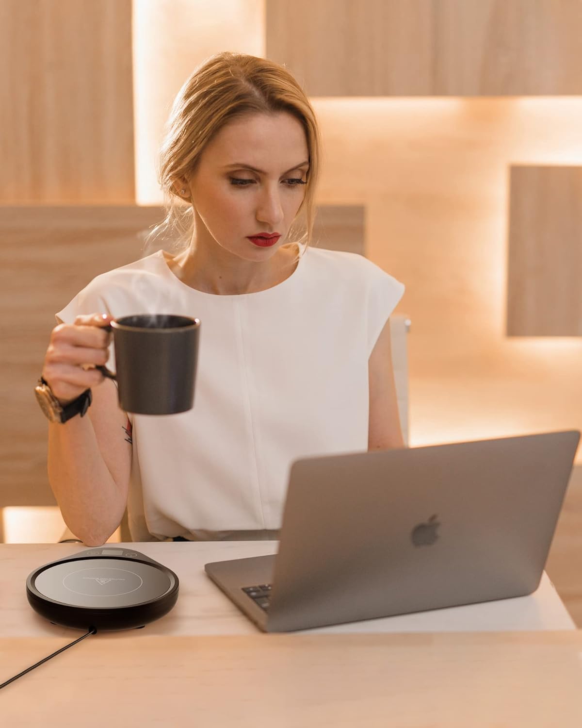 Coffee Mug Warmer Smart Cup Warmer with 3 Temperature Settings Electric Beverage Warmer Plate Auto Shut Off, Coffee, Tea and Milk Warmer for Office Home Desk Use (Cup Not Included)