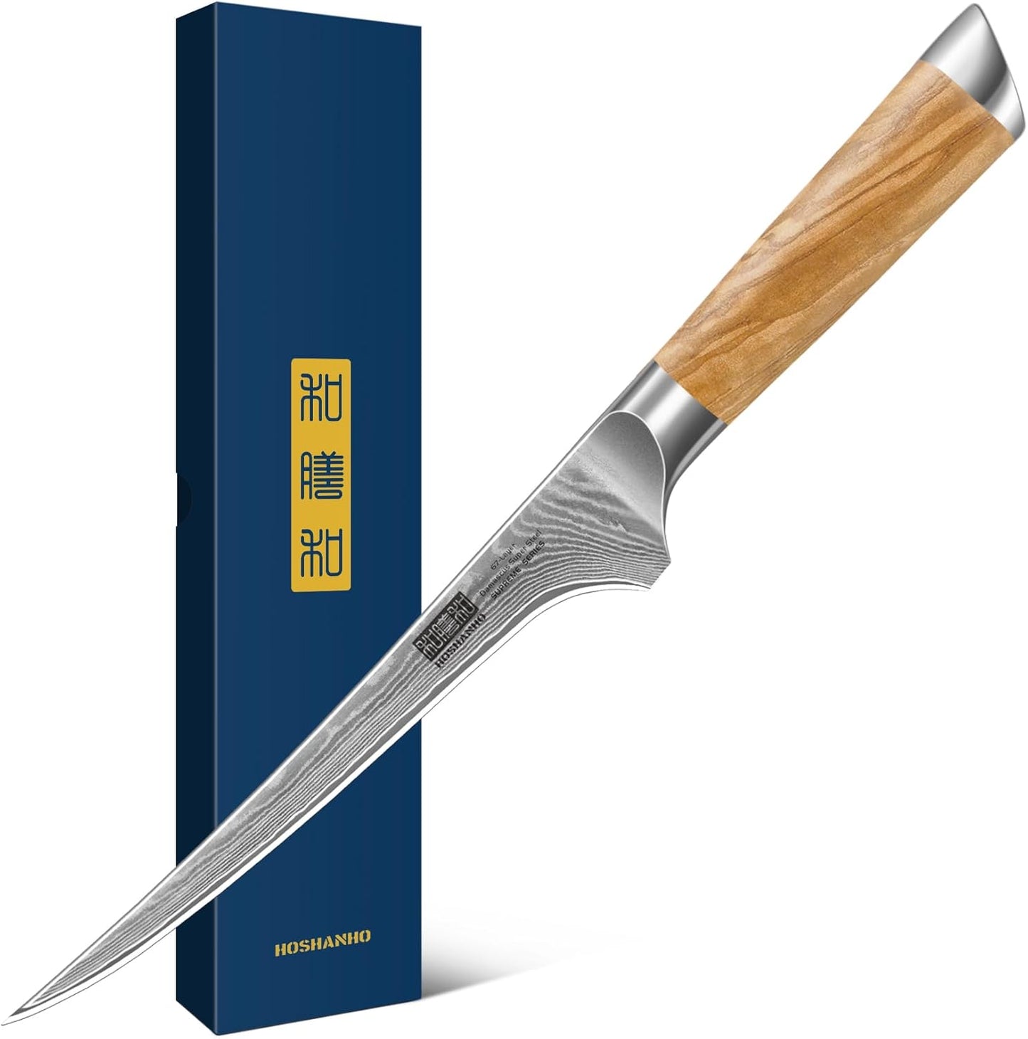 HOSHANHO Damascus Fillet Knife 7 Inch, Professional VG-10 Super Steel Boning Knife, Ultra Sharp Fish Knife with Ergonomic Handle