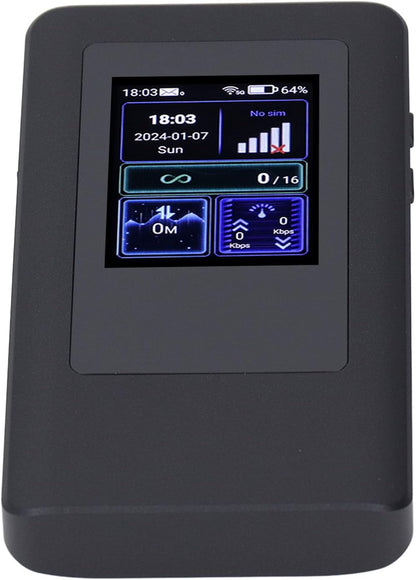5G Wif 6 Portable Hotspot, 2.4GHz 5.8GHz 2.4 Inch LCD Screen, 16 Devices Simultaneous Connection, IP54 Waterproof, 4000mAh Battery, Nano SIM Card Slot, for Travel