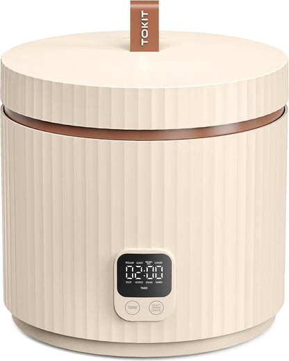 Compact Mini Rice Cooker Small Kitchen 3-Cup (Uncooked) / 6-Cup (Cooked), Non Stick Ceramic Inner Pot Rice Maker, 24H Timer Delay, Auto Keep Warm, 8 Functions Multicooker For Brown Rice, Steam, Soup