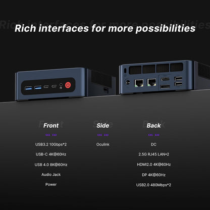 BOSGAME P4 Plus Mini PC Desktop Computers, AMD Ryzen 7 5825U (up to 4.5GHz), 32GB DDR4, 1TB PCIe SSD, Dual LAN 2.5G & Wi-Fi 6E & BT5.2, 4K Triple Display, Compact Silent PC for Gaming, Office, Design