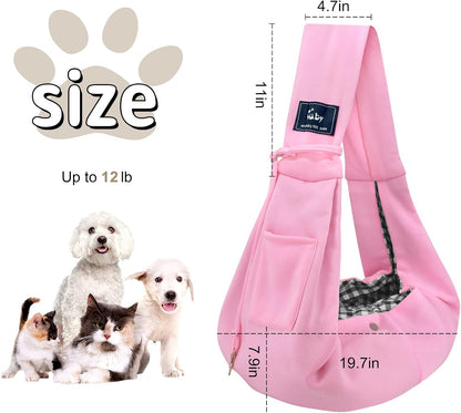 Cuby Adjustable Dog Cat Sling Padded Hard Bottom Pet Carrier Sling Soft Carrying Puppy Bag for Small Dogs Cats Outdoor Travel (Grayish-White)