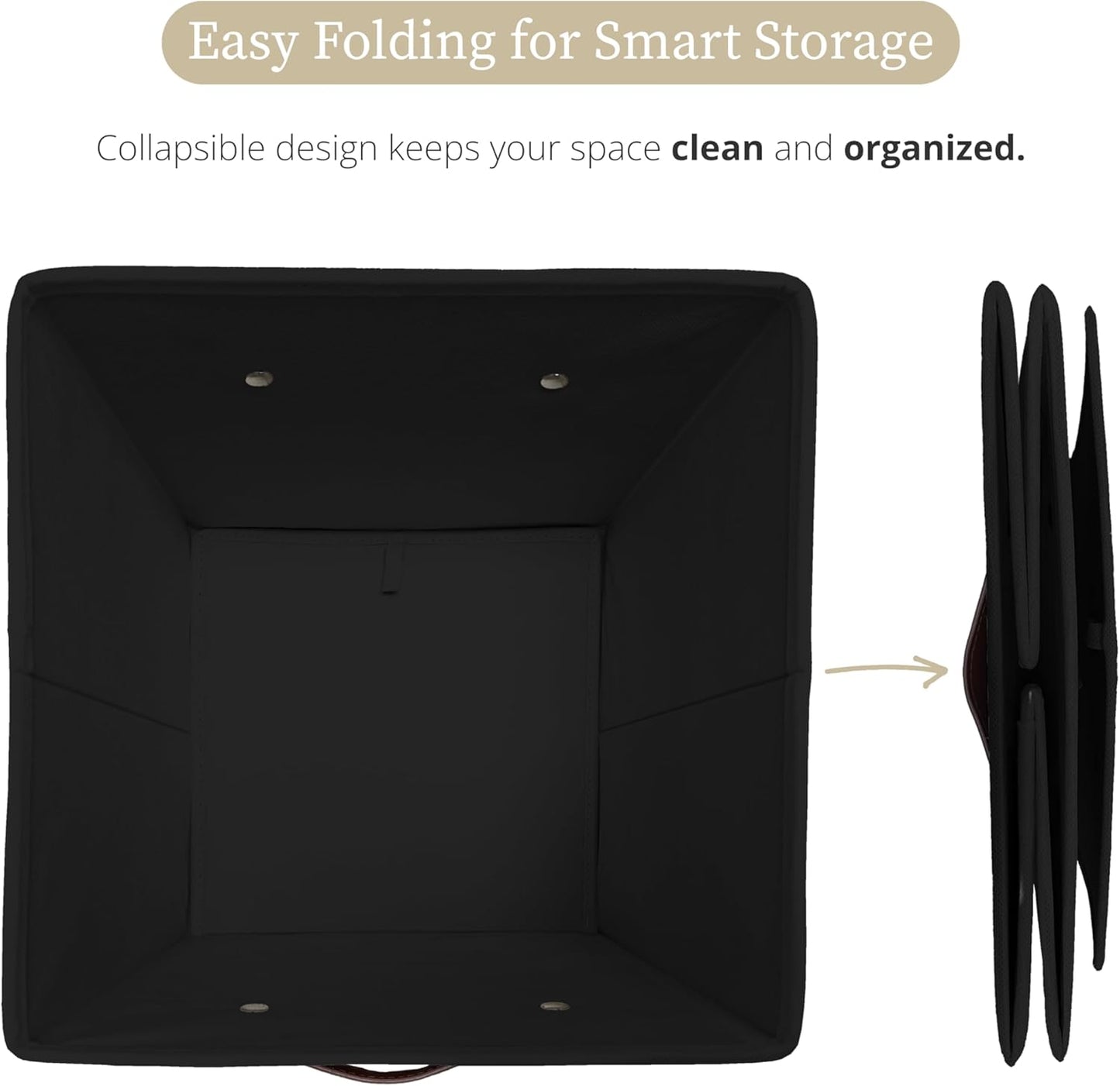 DECOMOMO Cube Storage Bin, Storage Cubes with Labels, Baskets for Shelves Kallax Linen Closet Organizers (Cube 10.5x11"/ 6pcs, Black)