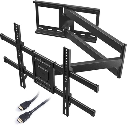 BONTEC TV Wall Mount with Extra Long Articulated Arm for 32-75 Inch TVs, 32.7” Extension, Holds Up to 132lbs, Full Motion Dual Arm Bracket with Tilt, Swivel & Level Adjustment, Max VESA 600x400mm - PuriLite