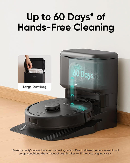 eufy Robot Vacuum L60 with Self Empty Station, Hair Detangling Technology, Up to 60 Days Hands Free Cleaning, 5,000 Pa Suction, Remove Hair, Dust - PuriLite