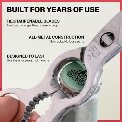 Kitchen Scissors – All Steel, Come-Apart, Dishwasher Safe | Heavy-duty 3Cr14 steel shears. Serrated edge cuts poultry, herbs & seafood. 5-in-1 multi-tool. Opens bottles & cans.