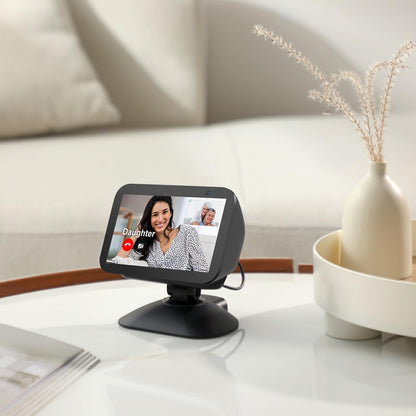 All-New Adjustable Charging Stand for Echo Show 5 (3rd Gen)， Tilt + Swivel Stand Multi Angle Rotation Magnetic Anti-Slip Base for Show 5 Compatible with Mobile Phones ,Can charge Headphones (Black)