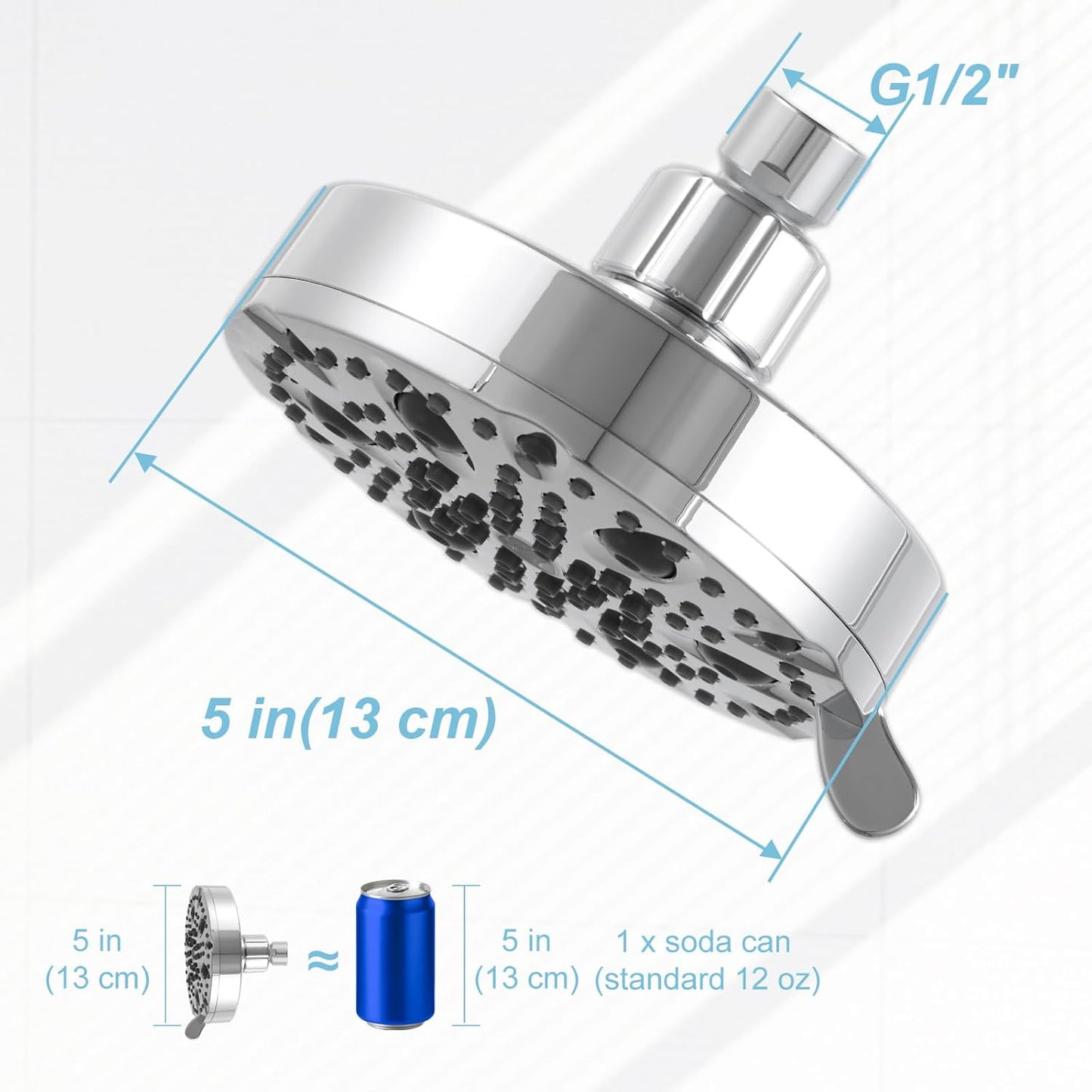 OFFO Shower Head, High Pressure Shower Head with Pause Mode, 9 Mode Fixed Showerheads for Strong Water Flow & Relaxing Shower Experience,Brushed Nickel