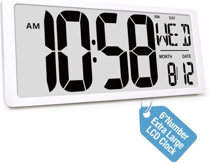 KMMKGG 15" Large Digital Wall Clock Battery Operated, Digital Clock Display with Day, Date & Temperature, Large Wall Clock for Bedroom, Livingroom, Office(4.6" Numbers)