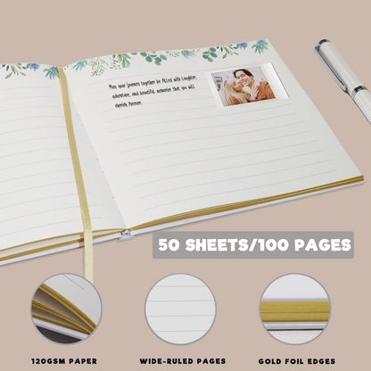 Wedding Guest Book, Sign-in Book for Wedding Reception Baby Shower Registry, Polaroid Guestbook with Gold Foil Gilded Edges - PuriLite