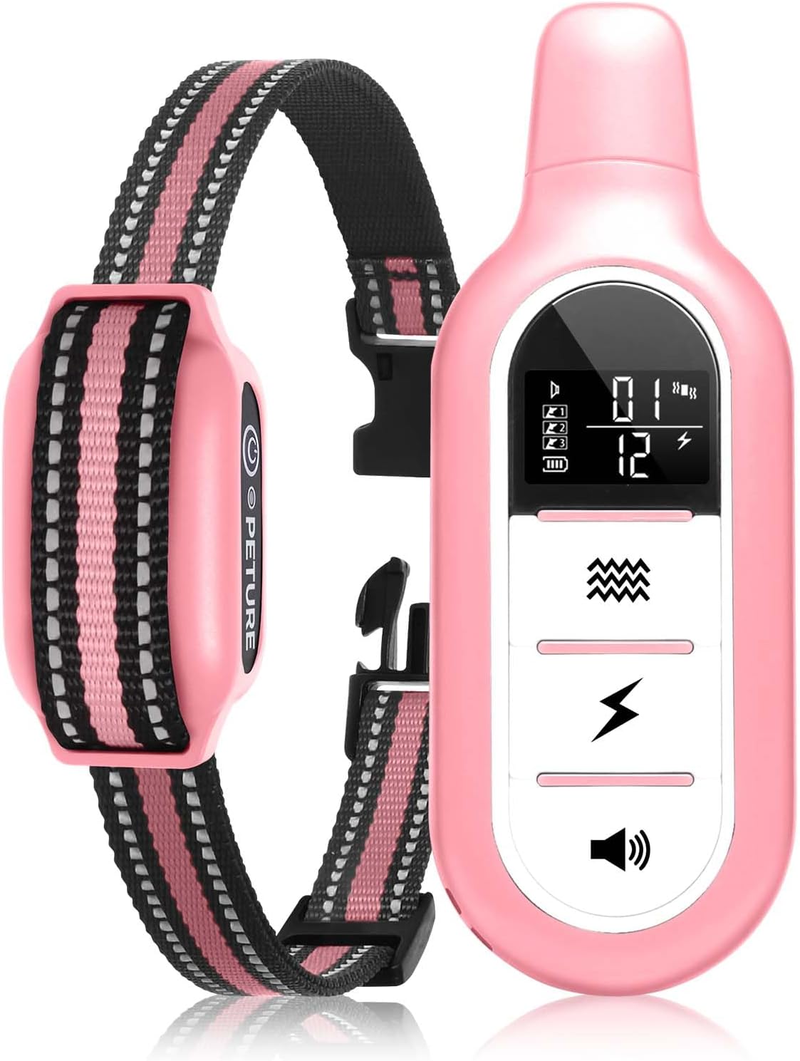 Peture Shock Collar with Remote -Long Range Control Training Collar for Dogs Rechargeable IPX7 Waterproof Dog Training Collar for Large Medium Small Dogs 3 Chanal (Pink)