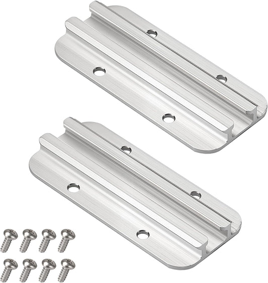 Kayak Track Kayak Rail Accessories Mount for Fishing Rod, Cup Holder, Paddle Holders, Fish Finder, Anchor Cleats for 1/2" Wide Track Hardware (4 Inches, Aluminum, 2 Pieces)