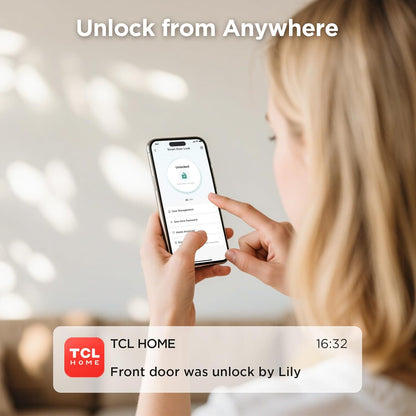 TCL Smart Lock D2 Pro, AI Palm Vein Recognition Built-in Doorbell Door Lock, Keyless Entry Security Electronic Deadbolt for Front Door, Works with Alexa, Auto Lock, Voice Control, Easy Install