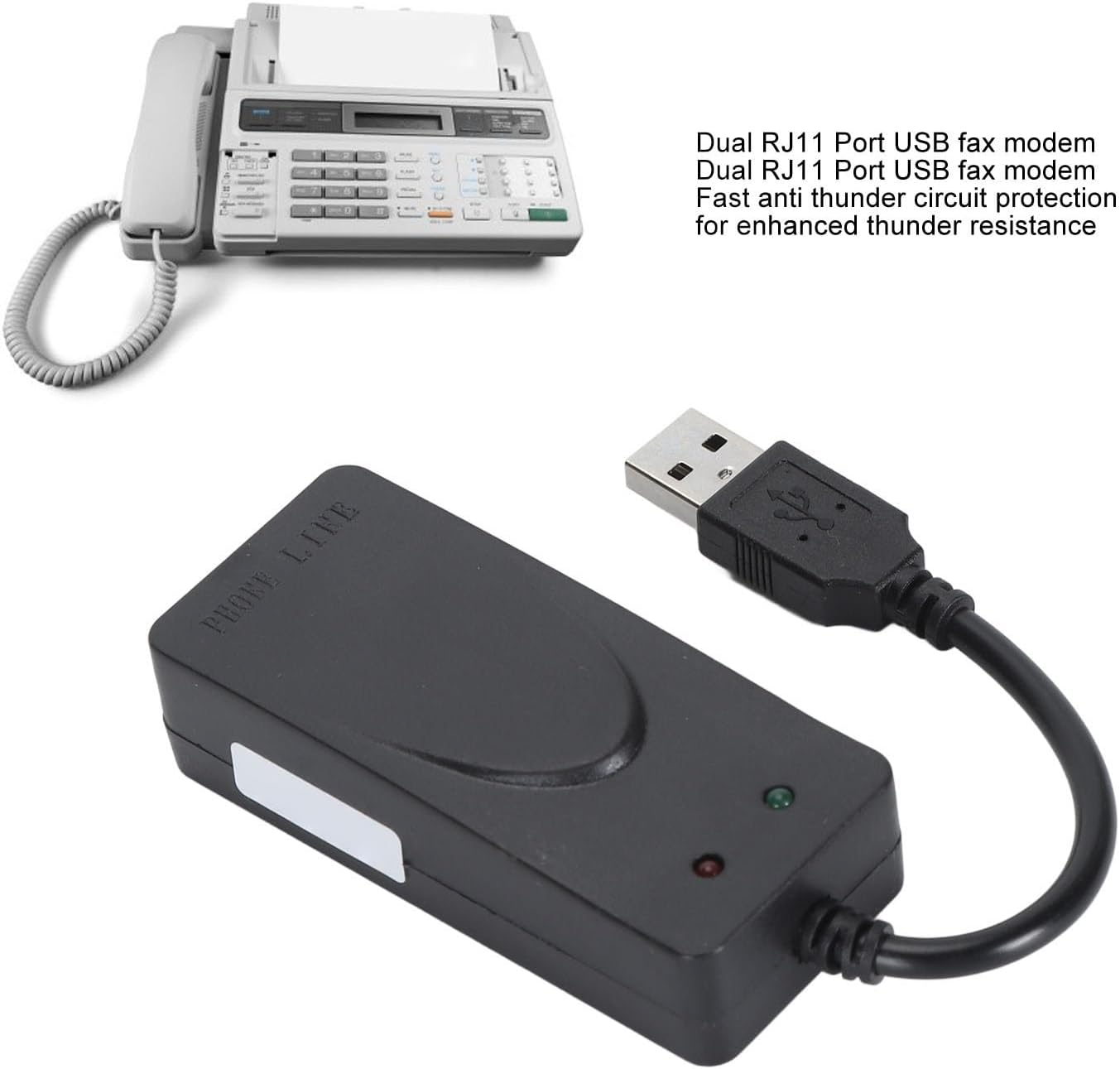 USB 56K External Dial Up Fax Data Modem with RJ11 Cable for 98/2000/xp Vista, for 11/10/8/7, 32/64bit, for Linux Operating System