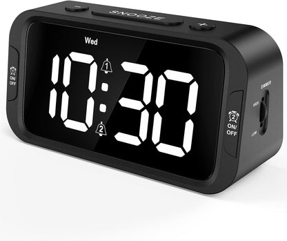 Odokee Digital Dual Alarm Clock for Bedroom, Easy to Set, 0-100% Dimmer, USB Charger, 5 Sounds Adjustable Volume, Weekday/Weekend Mode, Snooze, 12/24Hr, Battery Backup, Compact Clock for Bedside(Blue)