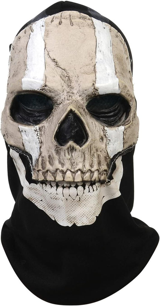 RRANYF Creepy Halloween Full Head Skull Mask with Movable Jaw, Adult Entire Head Realistic Latex Helmet, Scary Skeleton