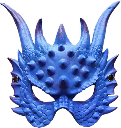 Dragon Mask Unisex-adult Cosplay Mask Masquerade Foam Half Face Mask for Halloween Party Cosplay Costume (Blue)