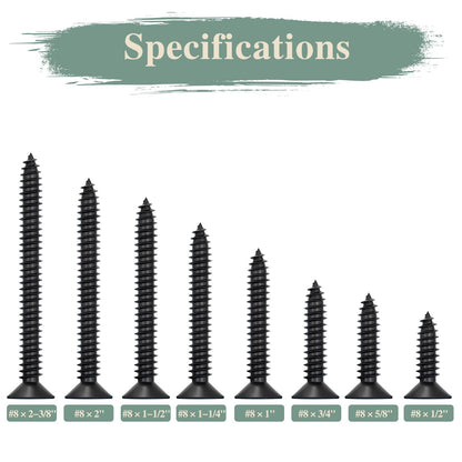 GOHODOMINO #4 x 1/2" Wood Screw 100Pcs, Stainless Steel 304 (18-8) Screws Flat Head Phillips Fast Self Tapping Drywall Screws Black Oxide